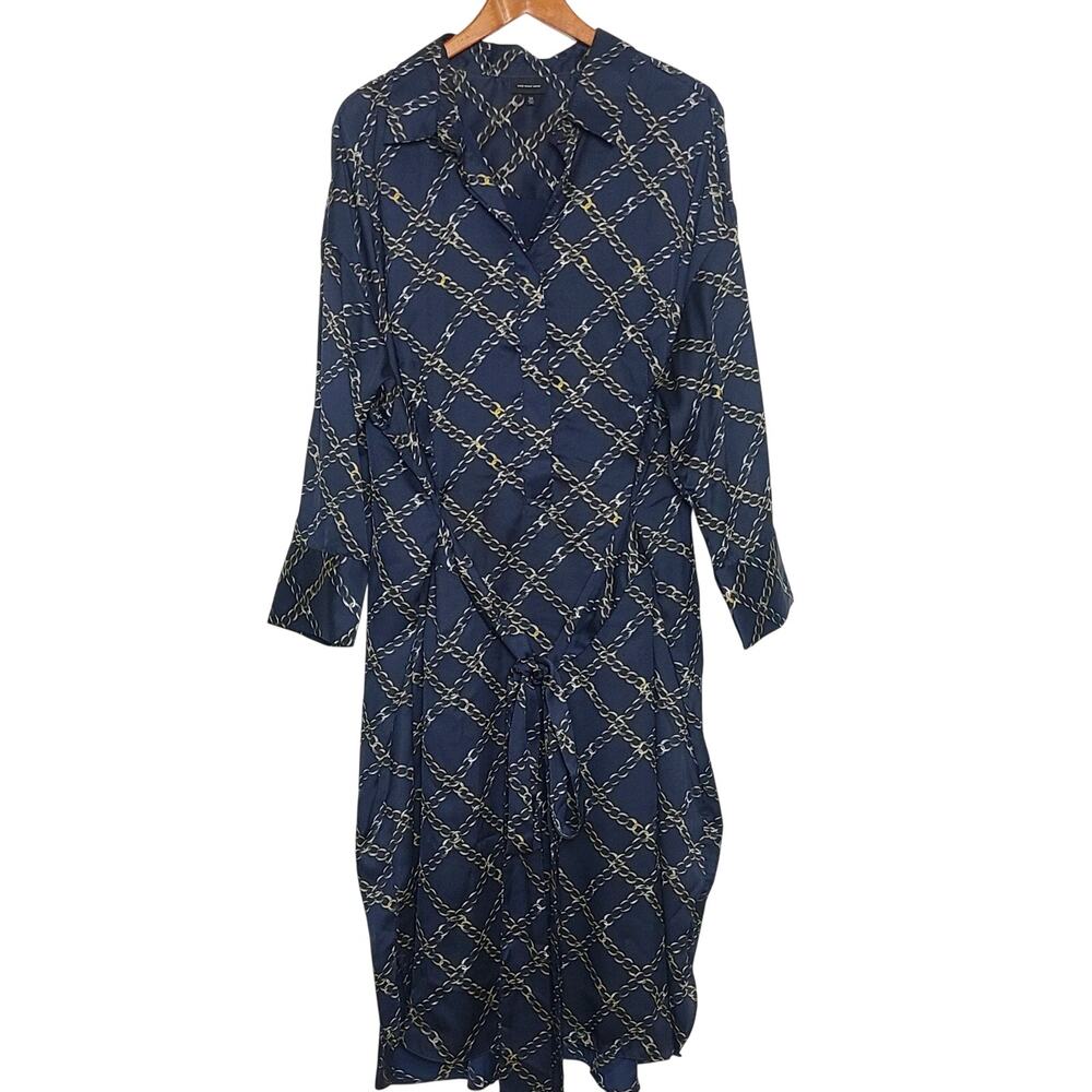 Who What Wear‎ Women's Dress Navy Gold Chains Tie Waist 3X
